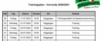 Vorbereitungsplan Fußball Aktive