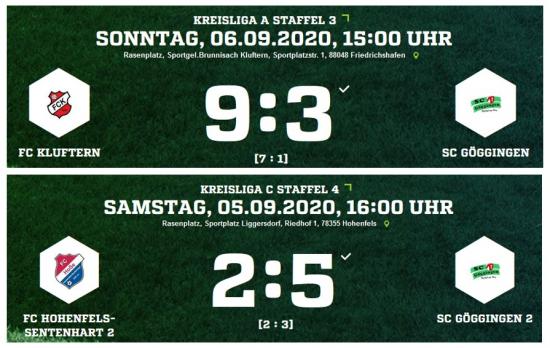 Ergebnisse Spieltag 05-06.09.2020